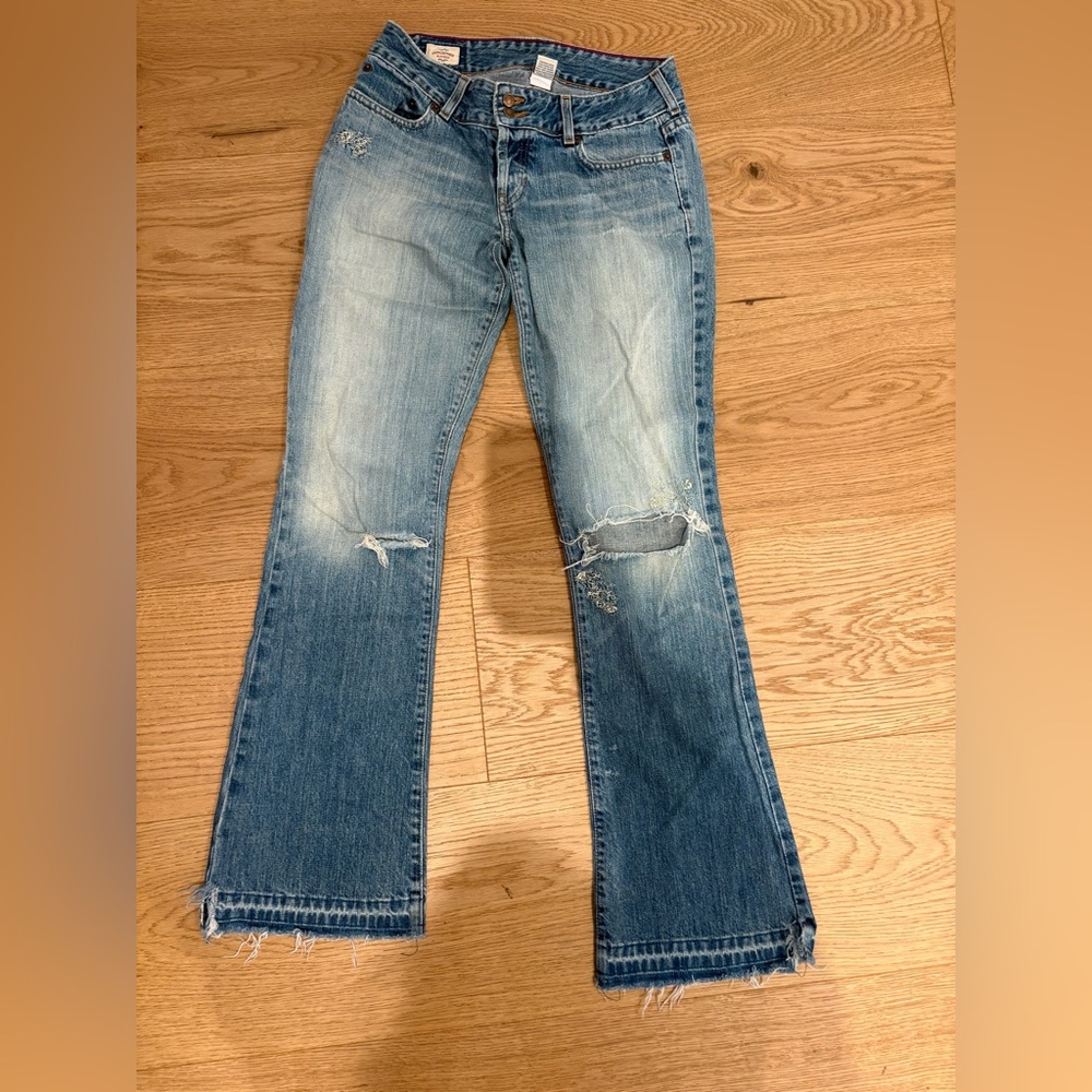 Abercrombie & Fitch Distressed Flare Jeans in Blue